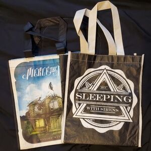 Sleeping With Sirens & Pierce The Veil Tote Bags Set Reusable Hot Topic - 2 PC